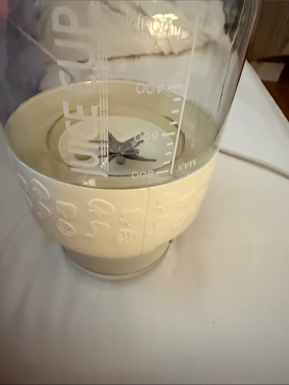 Cream Embossed Glass Vase with Textured Band